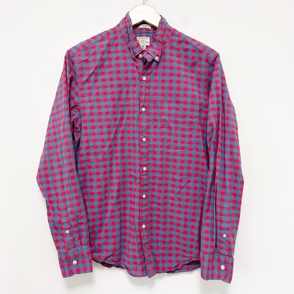 J. Crew Plaid Organic Cotton Slim Fit Long Sleeve Button Down Sz M - Picture 2 of 5